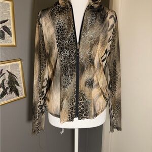 INC International Concepts Leopard Print Jacket with Rhinestones